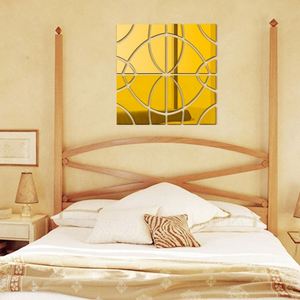 Geometric <b>Mirror</b> Wall Stickers - Self-Adhesive 3D Acrylic Decals in Gold, Silver & Black (4-Piece Set) - Product Image 4
