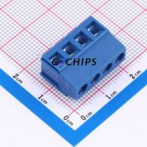 DB128L-5.0-4P-BU-S Screw Terminal Block Through hole Component (THT),P=5mm Connector 1x4P 5mm Blue Through Hole - Product Image 1