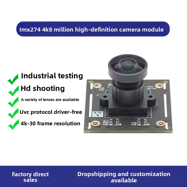 8MP USB 4K IMX274 Industrial Camera Module Uncompressed Compatible Industrial PCs Android Devices UVC-Compliant