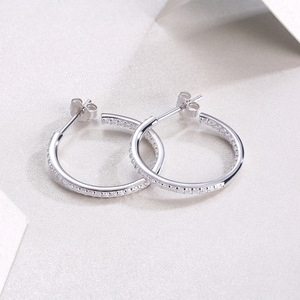 Silber S925 Ribbon Loop Ohrringe Full Moisserite Lange Ohrringe Pass Diamond Test Luxus Gra Schmuck Custom Großhandel - Product Image 1