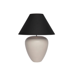 Lámpara de Mesa de Tubo de Color Gris de Tamaño Grande con Pantalla de Lino de Color Blanco para el Hogar - Product Image 2