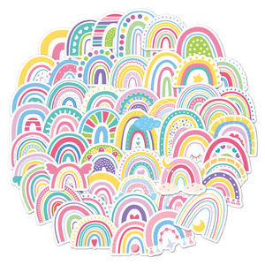 Hecion 50 Uds. <span class=keywords><strong>Pegatinas</strong></span> de colores arcoíris para libro, cuaderno, equipaje, caja de regalo de cumpleaños, <span class=keywords><strong>pegatinas</strong></span> para niño y niña, pegatina de lápiz con botón para el hogar - Product Image 1