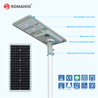 Lampadaire solaire LiFePO4 20W 30W 40W 50W 42AH IP65, lampadaire LED solaire pour l'éclairage des rues de quartier