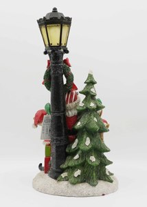 Lanterna Decorativa Natalizia in Resina Rossa a Forma di Babbo Natale con Glitter - Product Image 3
