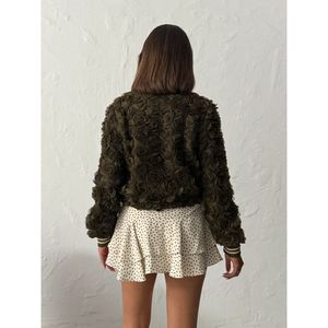 Manteau d'hiver Topshow réversible à motif rose, vestes zippées taille XL, tissu en polyester cristallin long et amovible - Product Image 3