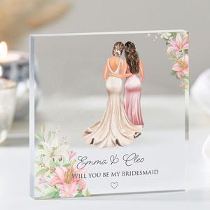 Regalos Personalizados para Damas de Honor, Recuerdos para Bodas y Fiestas de Compromiso, Adornos Acrílicos con la Frase "¿Serás mi Dama de Honor?", Regalos de Recuerdo - Product Image 1