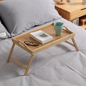 Bamboo <b>Folding</b> Bed Tray <b>Table</b> With Handles For Laptop Coffee Tea Serving <b>Small</b> Wooden Tray Lazy <b>Table</b> For Bedroom Hotel Use - Product Image 1