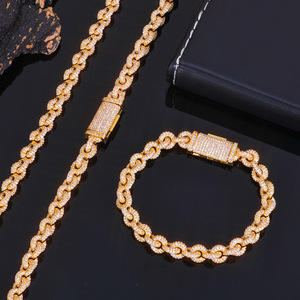 Manufacture Custom Moissanite Fine <b>Copper</b> Bracelets 8mm <b>Chain</b> Link Fine Jewelry Women Men Hip Hop Bracelets - Product Image 1