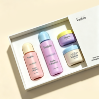 Nouvel ensemble de flacons et pots cosmétiques vides uniques en gros pour soins de la peau, flacons cosmétiques en verre rose avec boîte