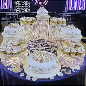 Juego de Soportes para Cupcakes de Acrílico Moderno de Alta Calidad al por Mayor, Juego de Mesa de Exhibición de Pasteles Altos, Duraderos y de Lujo para <span class=keywords><strong>Bodas</strong></span> Románticas - Product Image 2