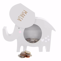 Boîte à monnaie rectangulaire en bois personnalisée avec logo couleur OEM pour enfants, cadeaux de naissance, décoration maison/bureau/hôtel, UV