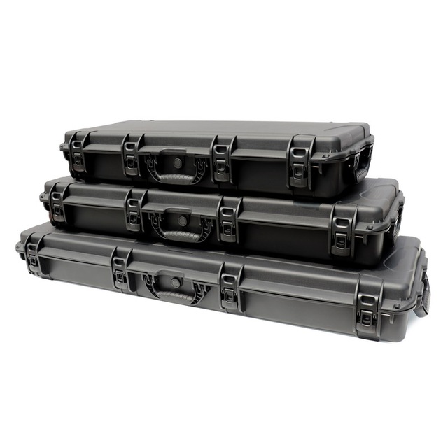 Wholesale OEM Hard Plastic Square Wheeled Case with Double Spinner Wheels IP67 Waterproof Heavy Duty Protection for Long Gun