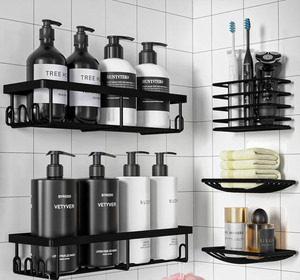 Estante de metal para jabón, soporte para pasta de dientes y cepillos de dientes, juego combinado de estantes para baño, estante de almacenamiento de cosméticos - Product Image 3