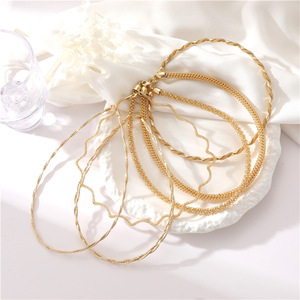 <span class=keywords><strong>Cadena</strong></span> de collar tejida de onda italiana, Latón chapado en oro de 14K, venta al por mayor - Product Image 2