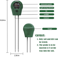 Analyseur d'humidité du sol et pH-mètre 3-en-1 en ABS, design moderne pour l'arrosage des plantes en pot et l'utilisation en serre agricole