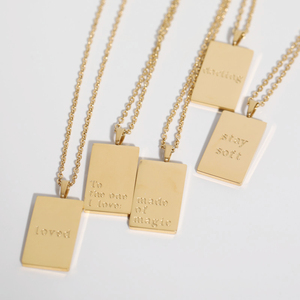 Personalizzato inciso amato magic darling ciondolo geometrico in acciaio inossidabile 18k PVD placcato oro collana a catena a maglia regalo di gioielli da donna - Product Image 1