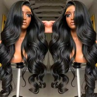 Wig Rambut Asli India Tanpa Lem 13x6 Full HD Lace Frontal, Wig Rambut Manusia Virgin dengan Kutikula Tersusun Rapi dan Poni