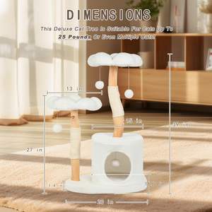 Tour de <span class=keywords><strong>chat</strong></span> luxueuse et esthétique, <span class=keywords><strong>arbre</strong></span> <span class=keywords><strong>à</strong></span> <span class=keywords><strong>chat</strong></span> d'intérieur mignon avec design floral en bois, griffoir moderne pour chats adultes et chatons, fabriqué en sisal - Product Image 4