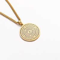 Collier coran unisexe en acier inoxydable plaqué or 18 carats avec 99 noms Allah chaîne en bambou double face bijoux islamiques musulmans