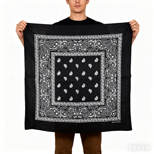 Foulard Oversize 100% <span class=keywords><strong>Cotone</strong></span> 27*27 Pollici, Grandi Bandane Paisley Stampate su Entrambi i Lati per Uomo e <span class=keywords><strong>Donna</strong></span> - Product Image 1