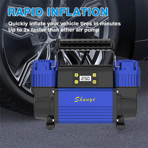 Compresseur d'air portable 12V à double cylindre avec manomètre numérique, kit d'accessoires, construction en aluminium, arrêt automatique des pneus - Product Image 5