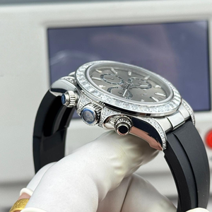 Montre mécanique 40 mm à remontage automatique, verre saphir, étanche, métal doré, lunette sertie de diamants, chronographe, luxe, unisexe, platine - Product Image 4