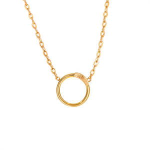 Collier pendentif en acier inoxydable avec breloque cercle plaqué or PVD pour femme, bijoux tendance - Product Image 2