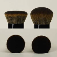 Kuas Makeup Bedak Tabur Mini Kabuki Bionic Squirrel Hair, Kuas Wajah Datar Mini Sintetis untuk Bedak, Label Pribadi