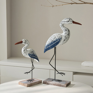 Mediterranean Style Wooden Seabird Figurines Handmade Art Display Decorative <b>Ornaments</b> - Product Image 5
