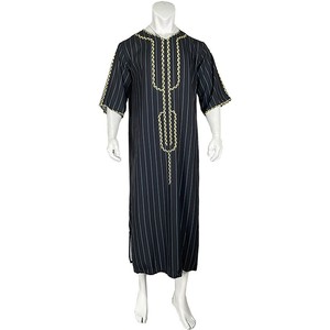 Robe musulmane à col montant pour homme, Thobe <span class=keywords><strong>d</strong></span>écontracté de couleur unie, Vêtement ethnique du Moyen-Orient, Grande taille, Vêtement islamique en polyester - Product Image 2
