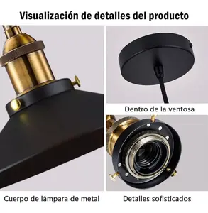 โคมไฟเพดานสไตล์อุตสาหกรรมแบบย้อนยุคสีดำโคมไฟแขวนเพดานสำหรับร้านอาหารบาร์โลหะโคมไฟแขวนสร้างบรรยากาศ - Product Image 3