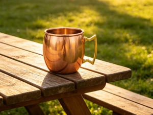 Tazza Mule in Rame Puro da 16oz, a Forma di Barile con Manico in Ottone, Superficie Liscia, Ideale per Cocktail, Birra, <span class=keywords><strong>Acqua</strong></span> - Perfetta come Bomboniera - Product Image 5