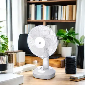 DP ev açık Fan 12 inç 2 hızları elektrikli salınan hava soğutma fanı AC/DC masa masa fanı ile LED ışık