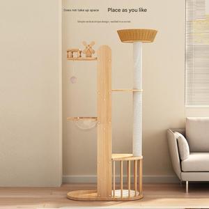 Arbre à chat en bois robuste et durable, style original, structure d'escalade intérieure à 4 niveaux, meuble de repos stable et sûr - Product Image 5