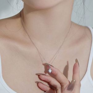 Dylam High End Jewelry 925 Sterling Silver 5A Cubic Zirconia Blue White Oval Pattern Shape Synthetic <b>Opal</b> Pendant <b>Necklace</b> - Product Image 4