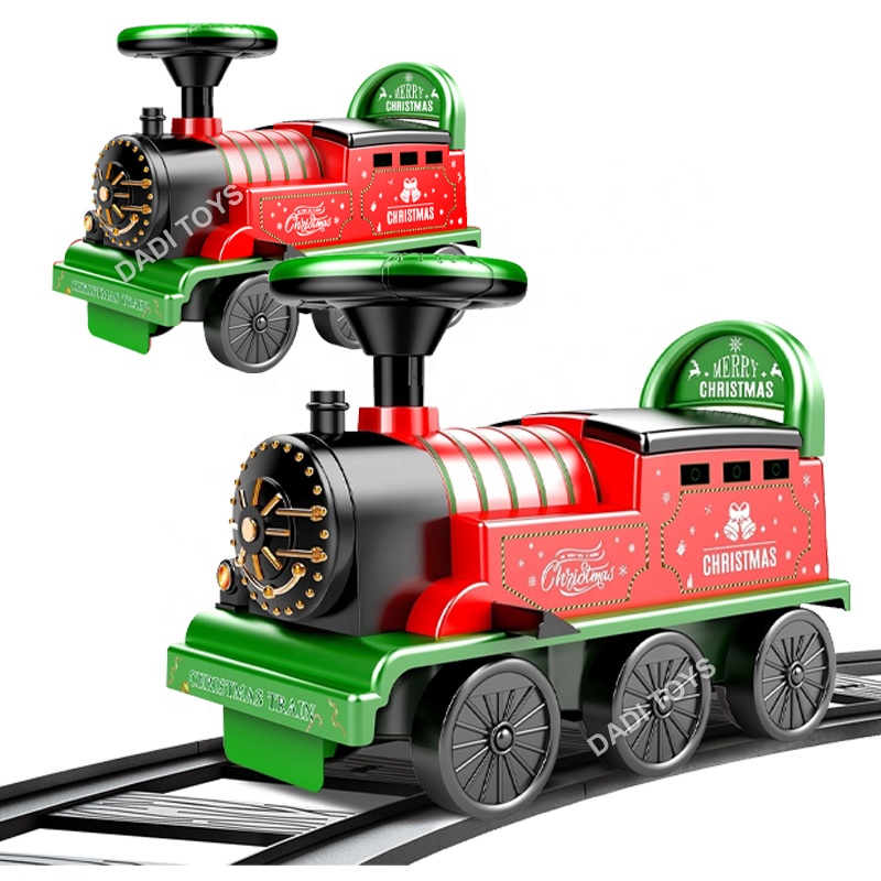 Tren Retro de Navidad, versión de pista eléctrica y versión de cabotaje, plástico con luz y música, pista de tren, paseo para niños en coche