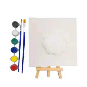 BESTLINE 2024 Art Canvas 10*10cm Children's Mini DIY Graffiti Paint Easel Paintbrush Canvas Set With Thickness 3mm