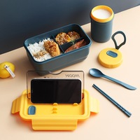 Boîte à lunch empilable écologique de 1400 ml, durable, sans BPA, en plastique, avec couverts, pour l'école et la restauration au bureau