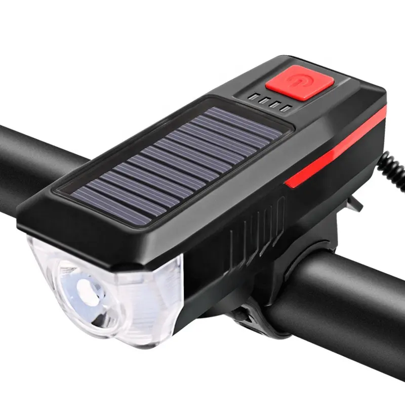 Luce di segnalazione per bicicletta calda luce di ricarica solare per clacson luce di bicicletta solare anteriore ricaricabile a LED Usb