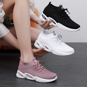 Chaussures de sport tendance en tissu Fly Weave, baskets de haute qualité pour femmes, chaussures de course décontractées, vente en gros - Product Image 4