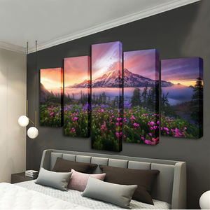 Décoration murale en toile, peinture florale, chambre d'enfant, paysage, coucher de soleil, affiches, impressions HD sur toile, 5 pièces, art mural - Product Image 5