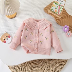 Cardigan à col rond pour fillettes Danny D, manches longues, boutonné, motif floral, 95% coton, 5% nylon, vêtement d'extérieur, boléro, shrug - Product Image 6