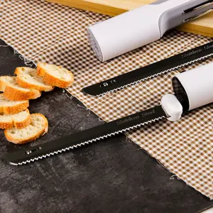 Faca de cozinha elétrica recarregável, facas de chef usb de aço inoxidável com duas lâminas, corte de massa de pão