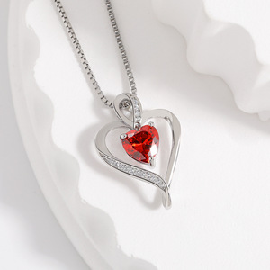 Regalos para el Día de la Madre, Collares con Colgante de Corazón Hueco con Pedrería para Mujer, Collar con Cadena de Caja para <span class=keywords><strong>Mamá</strong></span>, Accesorios de Joyería - Product Image 5