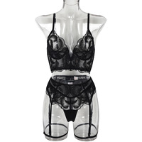 Ensemble de Lingerie de luxe pour femmes de haute qualité Hot Sexy Plumes Broderie Gant de corps Dames Fantaisie Dentelle Sous-vêtements Niveau de contrôle ferme