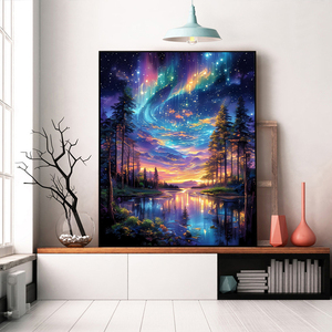 <span class=keywords><strong>Peinture</strong></span> à l'huile numérique DIY personnalisable, toile et peintures de haute qualité, peintures de ciel étoilé et de rivière, adaptées à la décoration intérieure - Product Image 2