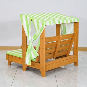 Sunny Kids' Double Outdoor Canopy Lounge Chair with Stripe <b>Cushions</b> & Wooden Frame – Perfect for Backyard Play & Relaxation - Product Image 2