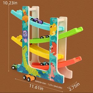 Cadeau de divertissement pour tout-petits de 3 ans : Ensemble de pistes de glisse avec échelle, voitures à glissière, rampes en bois et pistes de course - Product Image 6
