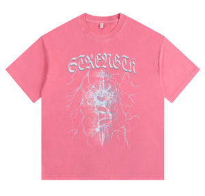 T-shirt graphique vintage délavé 260G personnalisé avec logo, pour homme et femme, style streetwear rétro, col rond en coton vieilli - Product Image 3