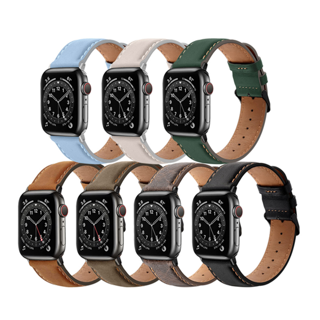 CM Genuine Leather Watch Strap for Apple Watch All Series Replace Custom Logo Design for Woman Men Soft Leather Band
